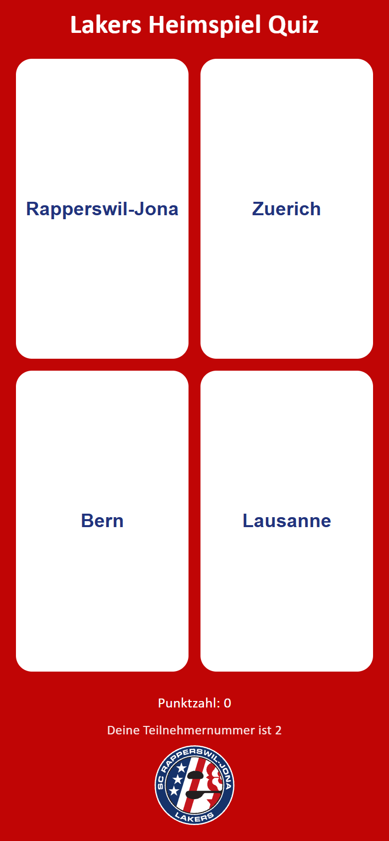 Die mobile Teilnehmenden-Ansicht beim Quiz – Zuschauer:innen beantworten die Frage live über ihr eigenes Smartphone.